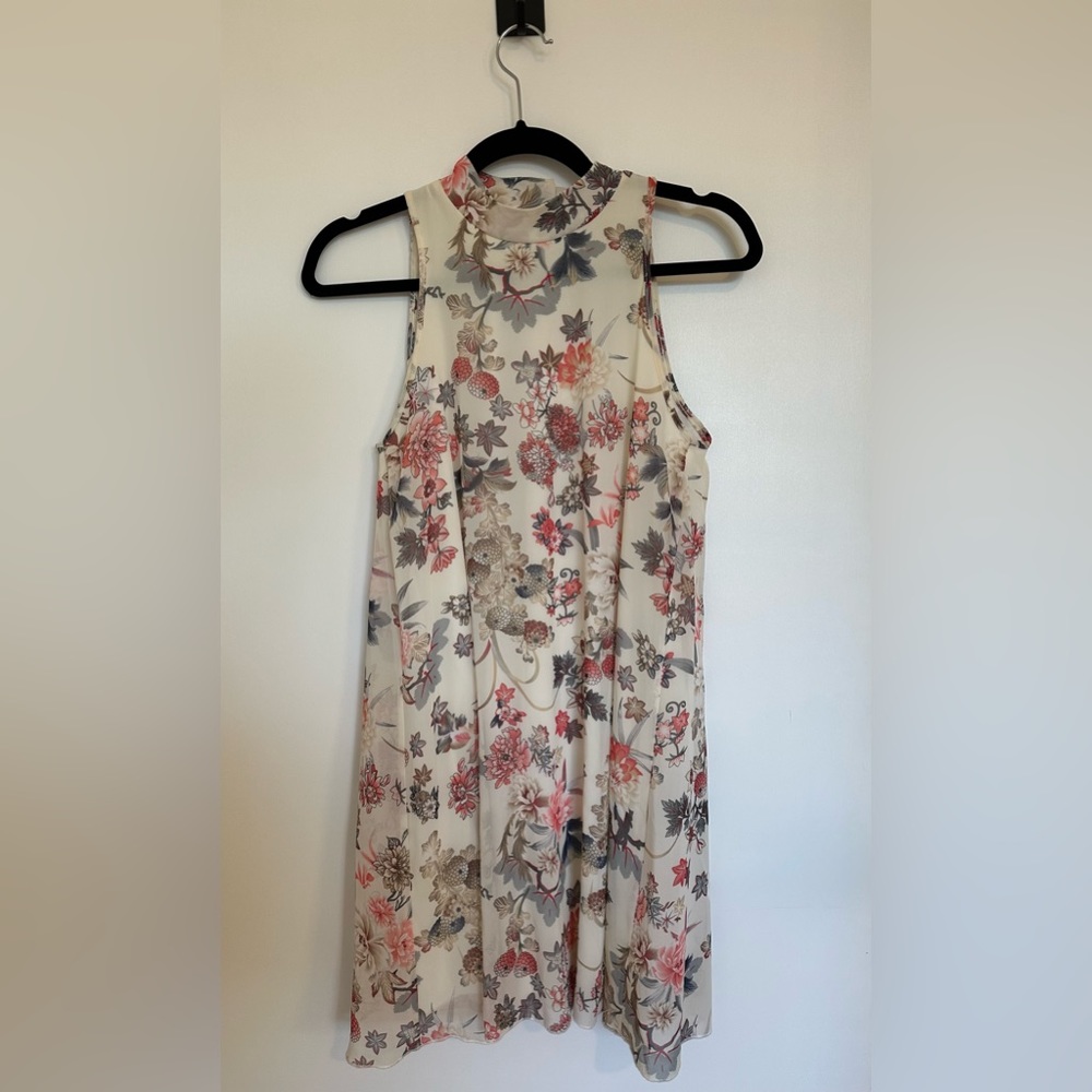 High Neck Floral Sleeveless Dress